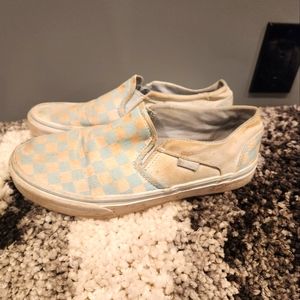 Blue and white checkered vans